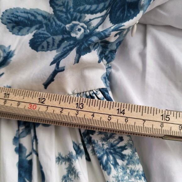 LoveShackFancy DANBURY Blue Floral Maxi Gown Dress Bridal Resort Vacation Sz 2 - Picture 13 of 16